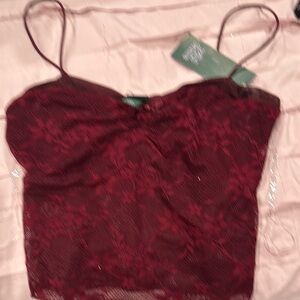 Wild Fable Burgundy Lace Crop Top